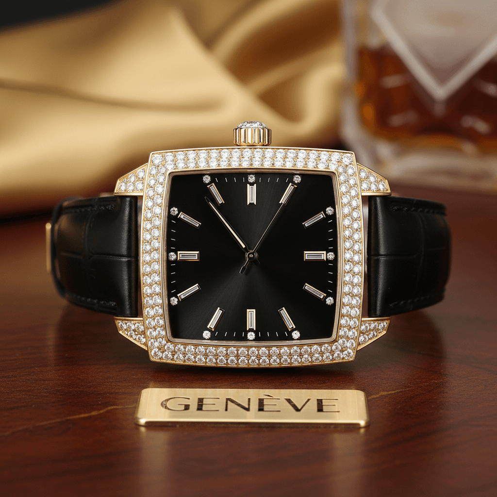 Custom diamond timepiece with precision craftsmanship