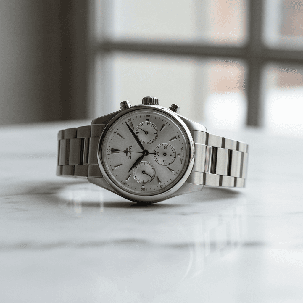 Custom watch with transparent caseback showing mechanical precision