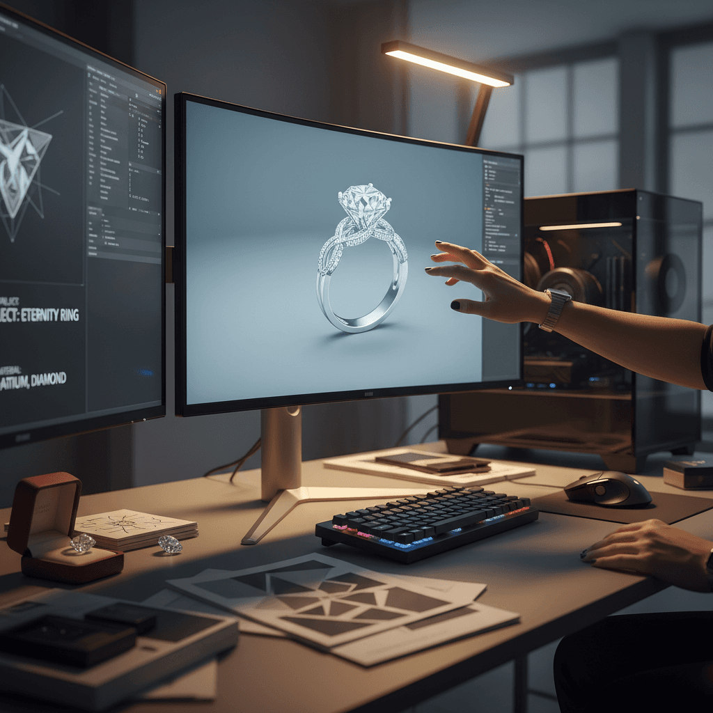 Designer sketching custom jewelry concept