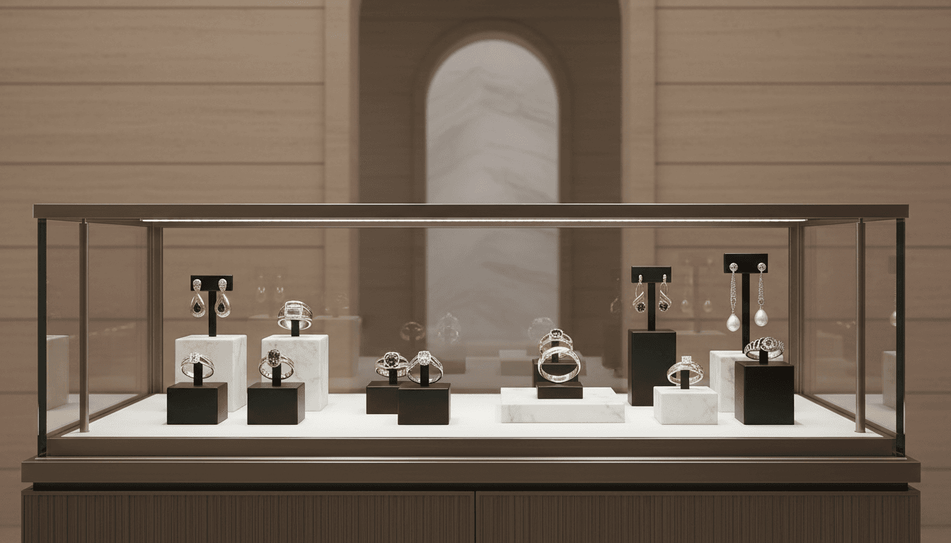 Luxury fine jewelry collection featuring custom ring and bracelet with warm gold tones