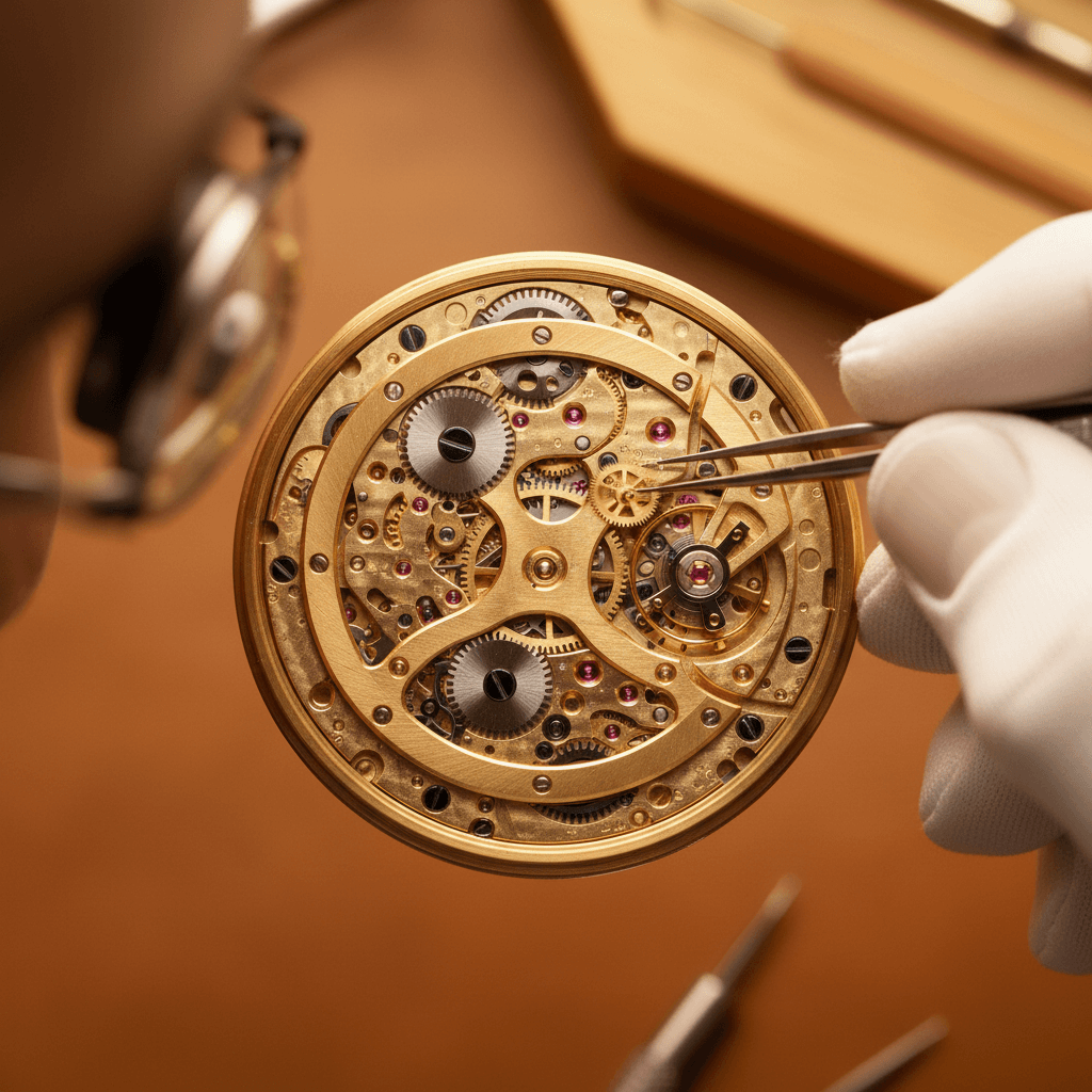 Artisan crafting luxury timepiece